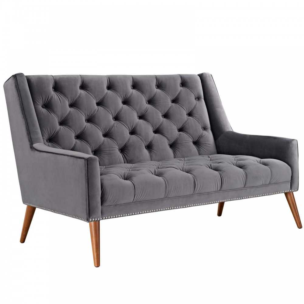 Peruse Performance Velvet Loveseat, Gray