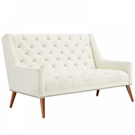 Peruse Performance Velvet Loveseat, Ivory