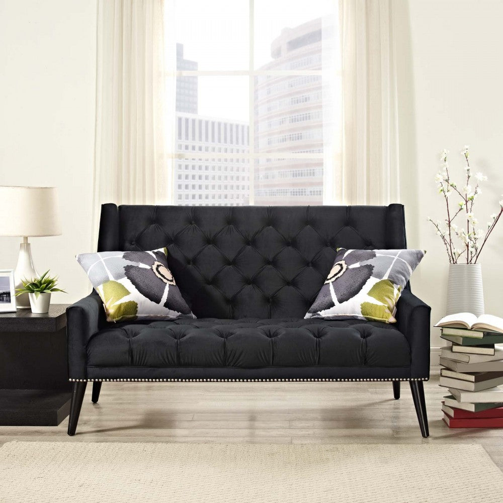 Peruse Performance Velvet Loveseat, Black