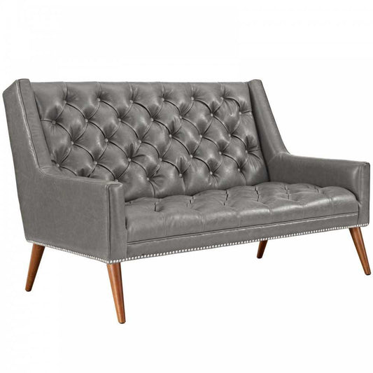 Peruse Upholstered Vinyl Loveseat, Gray