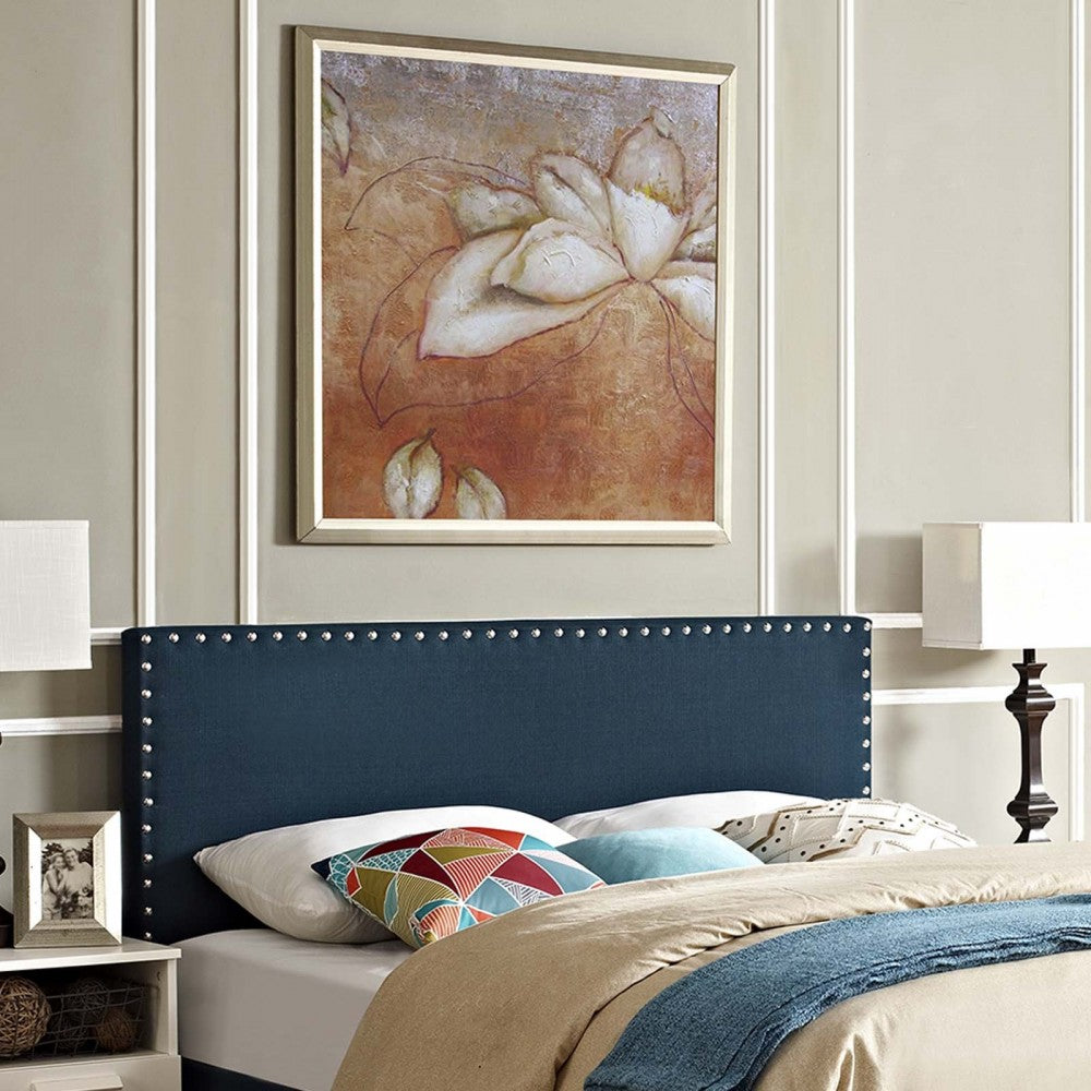 Phoebe Full Upholstered Fabric Headboard, Azure