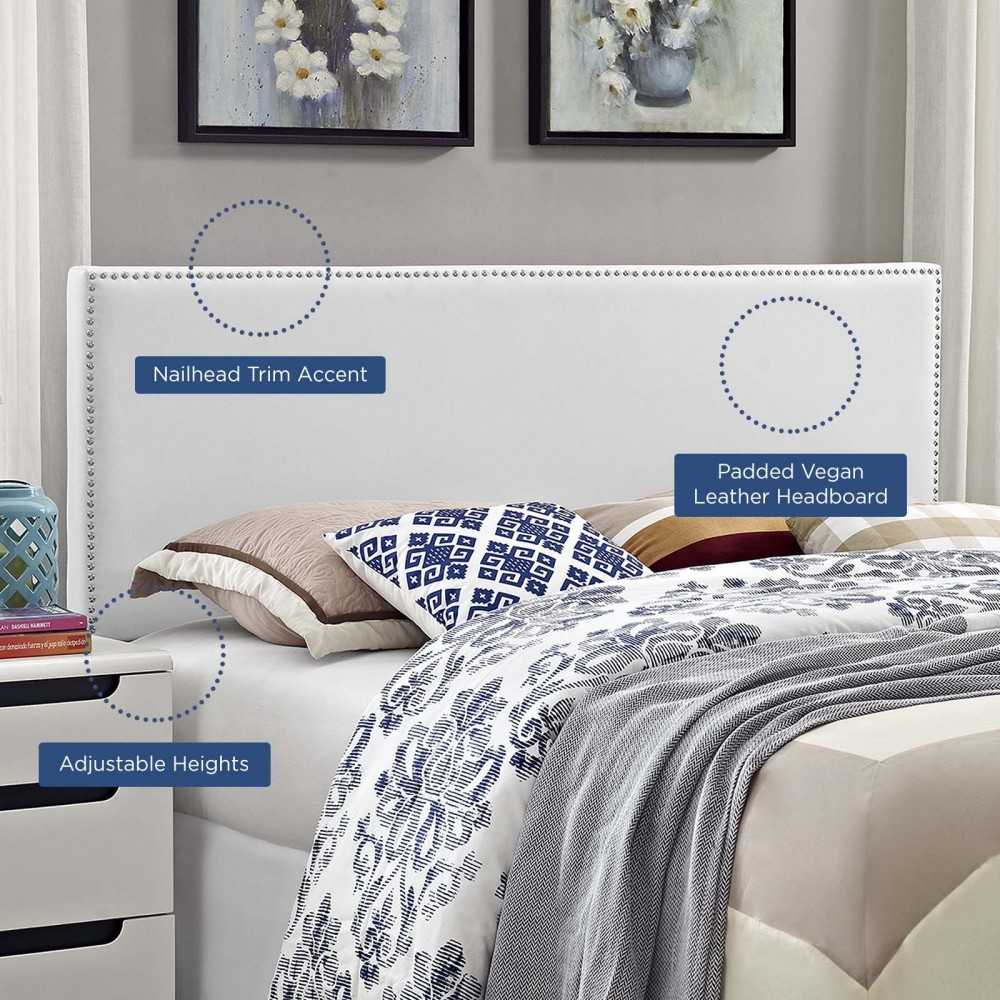 Phoebe Full Upholstered Vinyl Headboard, White