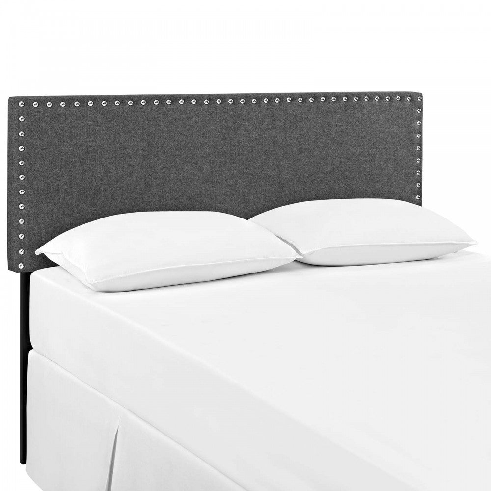 Phoebe King Upholstered Fabric Headboard, Gray