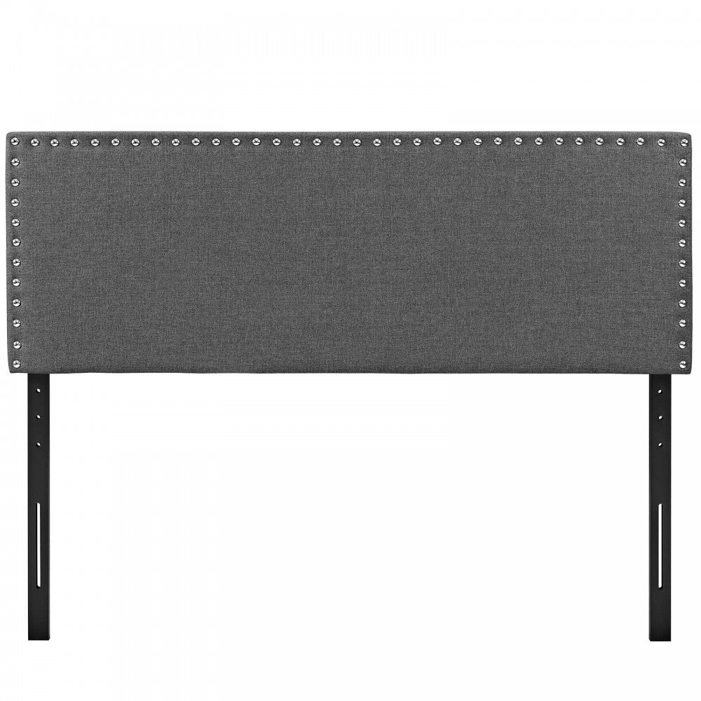 Phoebe King Upholstered Fabric Headboard, Gray