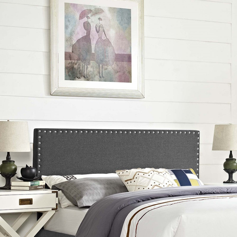 Phoebe King Upholstered Fabric Headboard, Gray