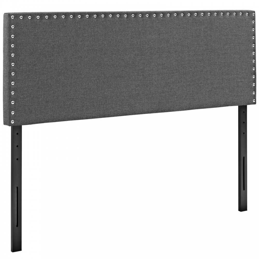 Phoebe King Upholstered Fabric Headboard, Gray