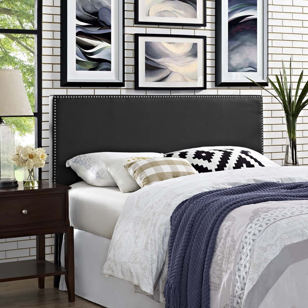 Phoebe Queen Upholstered Vinyl Headboard, Black