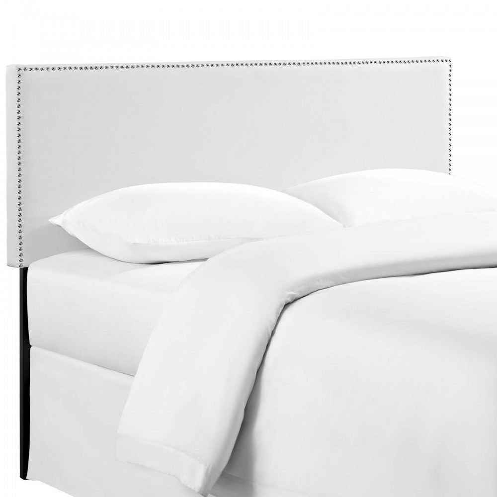 Phoebe Queen Upholstered Vinyl Headboard, White