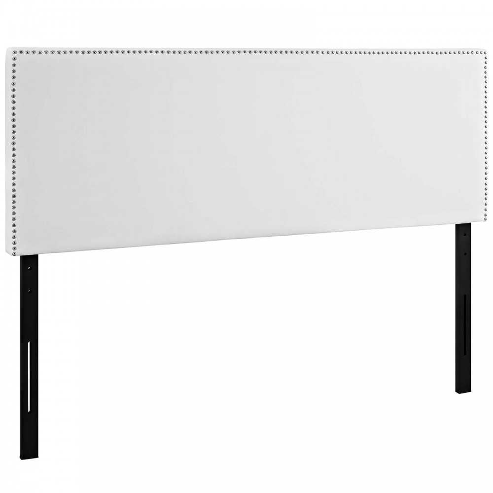 Phoebe Queen Upholstered Vinyl Headboard, White