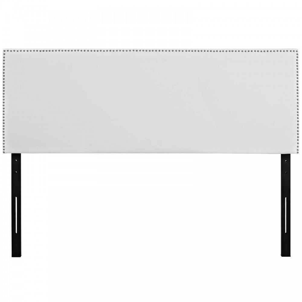 Phoebe Queen Upholstered Vinyl Headboard, White