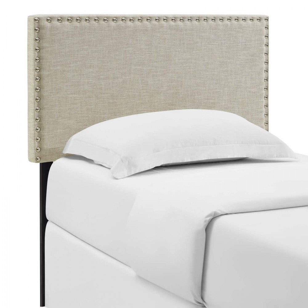 Phoebe Twin Upholstered Fabric Headboard, Beige