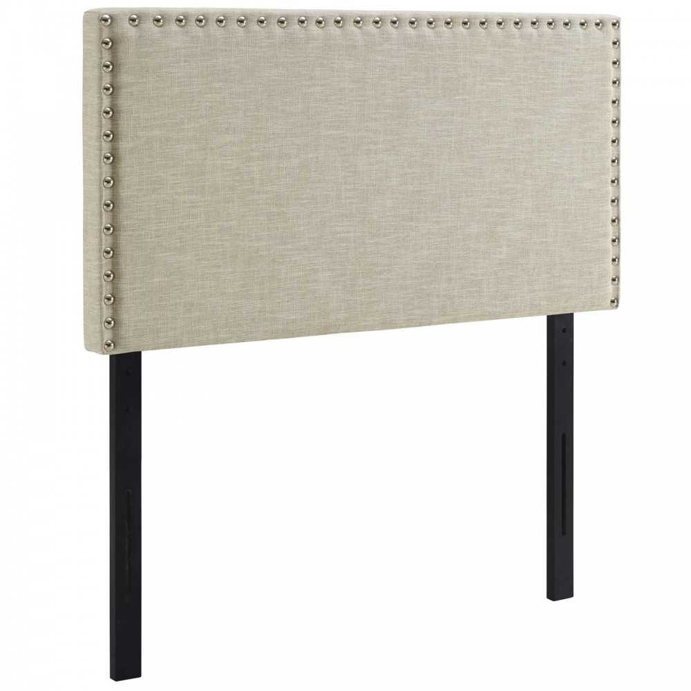 Phoebe Twin Upholstered Fabric Headboard, Beige