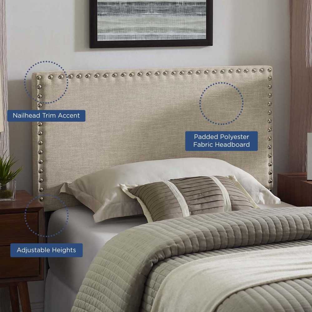 Phoebe Twin Upholstered Fabric Headboard, Beige