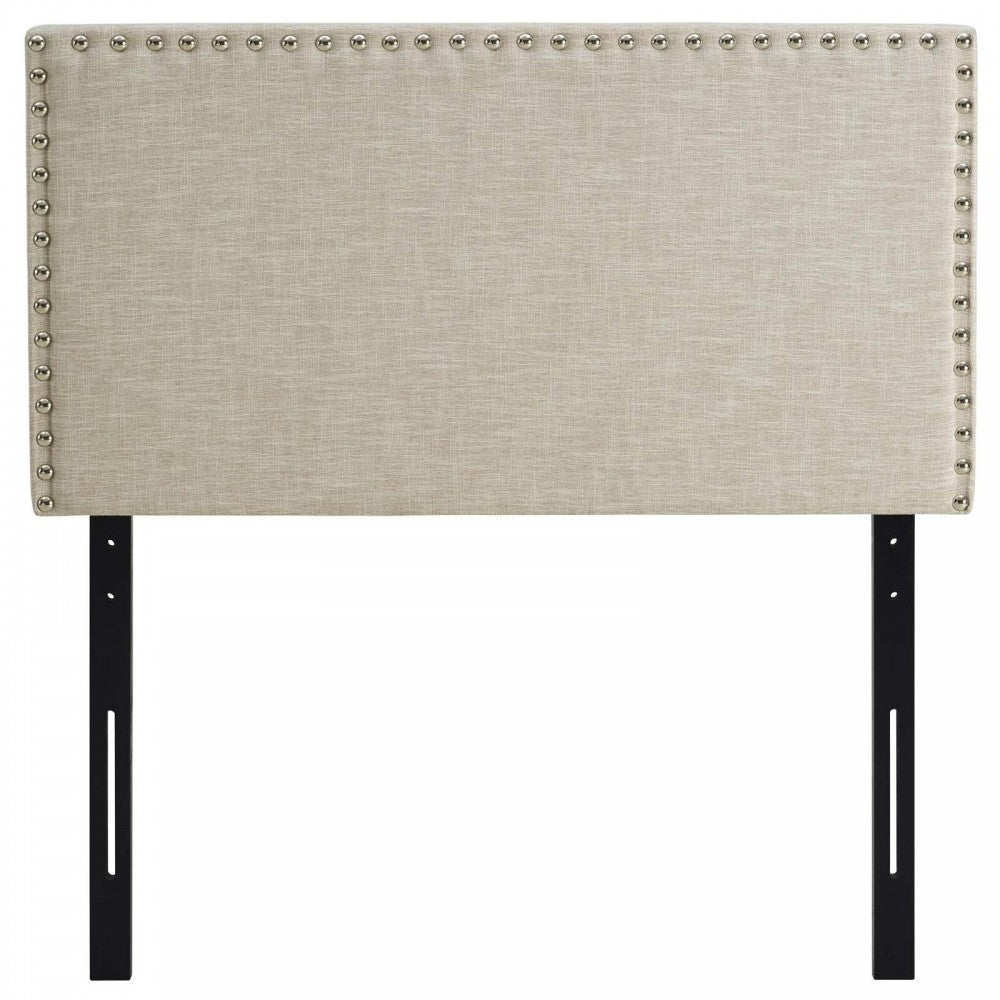 Phoebe Twin Upholstered Fabric Headboard, Beige