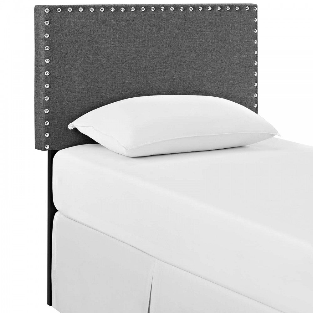 Phoebe Twin Upholstered Fabric Headboard, Gray