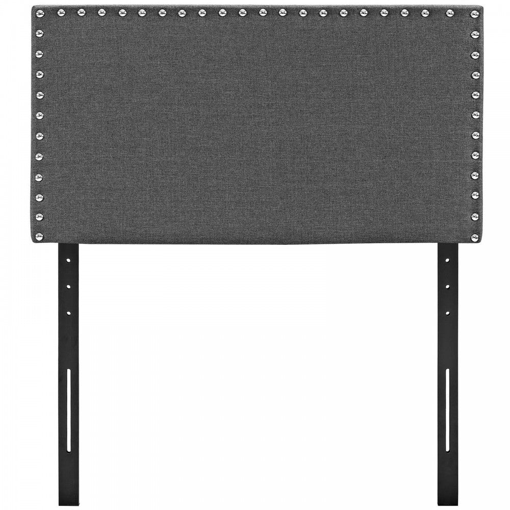 Phoebe Twin Upholstered Fabric Headboard, Gray