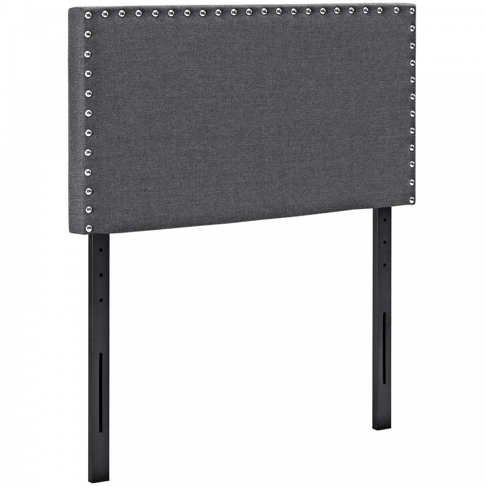 Phoebe Twin Upholstered Fabric Headboard, Gray