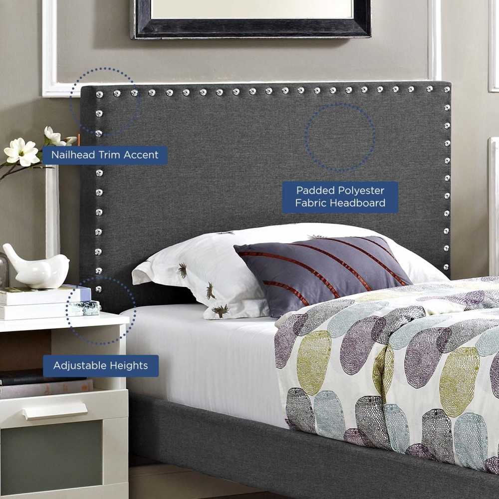 Phoebe Twin Upholstered Fabric Headboard, Gray