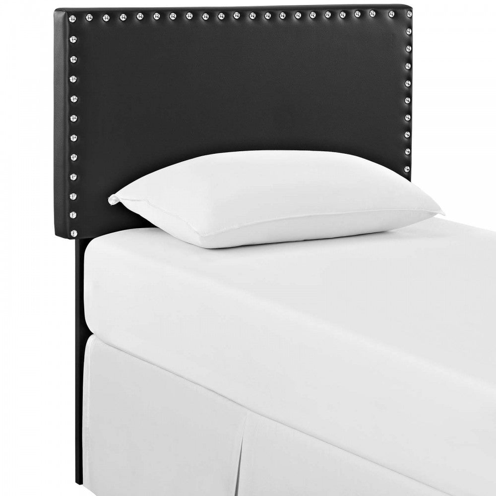 Phoebe Twin Upholstered Vinyl Headboard, White, MOD-5381-BLK