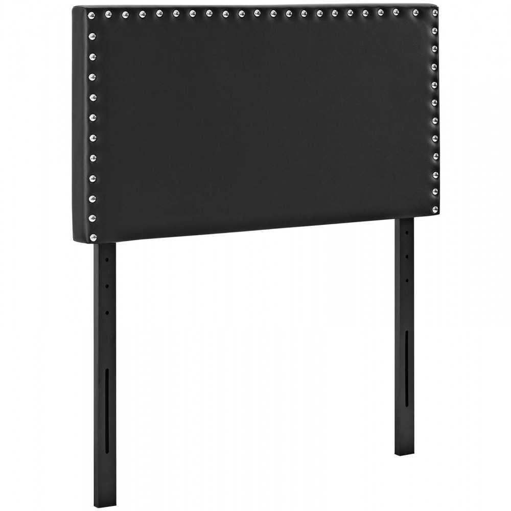 Phoebe Twin Upholstered Vinyl Headboard, White, MOD-5381-BLK