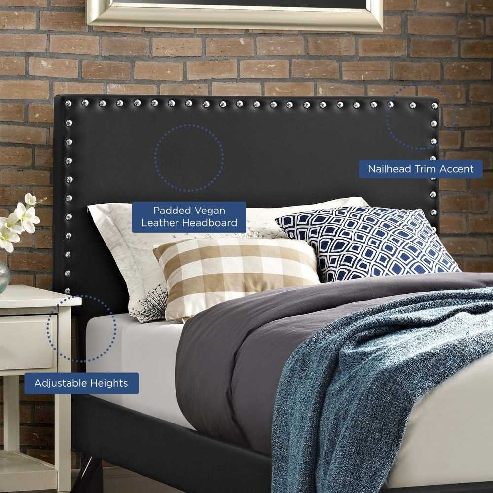 Phoebe Twin Upholstered Vinyl Headboard, White, MOD-5381-BLK