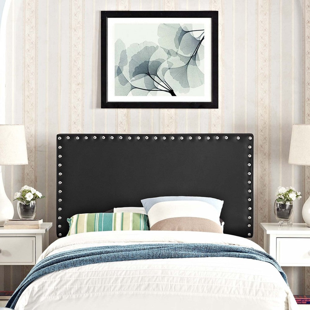 Phoebe Twin Upholstered Vinyl Headboard, White, MOD-5381-BLK