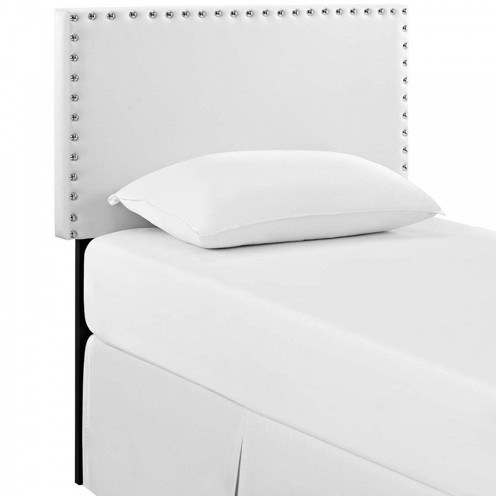 Phoebe Twin Upholstered Vinyl Headboard, White, MOD-5381-WHI