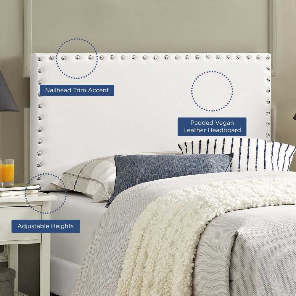 Phoebe Twin Upholstered Vinyl Headboard, White, MOD-5381-WHI