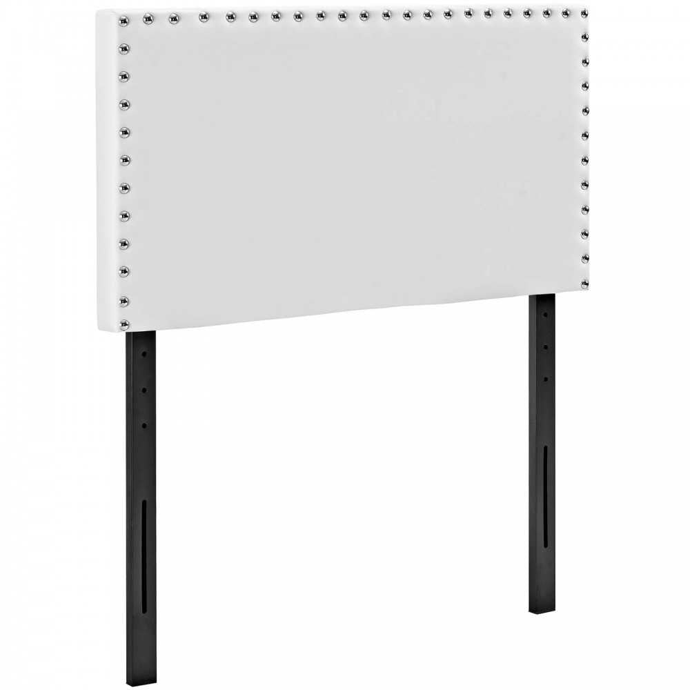 Phoebe Twin Upholstered Vinyl Headboard, White, MOD-5381-WHI