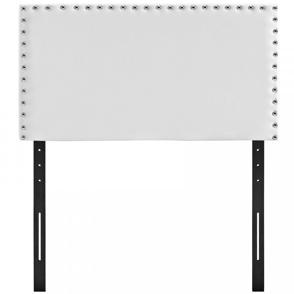 Phoebe Twin Upholstered Vinyl Headboard, White, MOD-5381-WHI