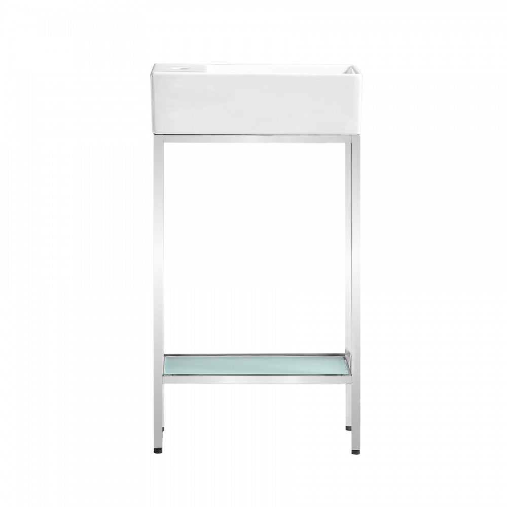 Pierre 19.5 Single, Freestanding, Open Shelf, Chrome Metal Frame Bathroom Vanity