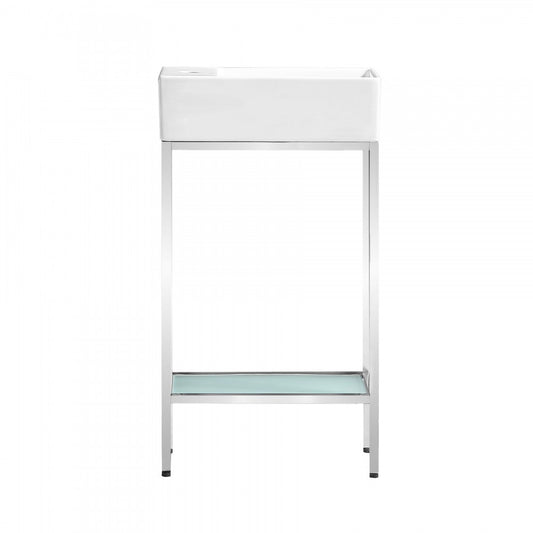 Pierre 19.5 Single, Freestanding, Open Shelf, Chrome Metal Frame Bathroom Vanity