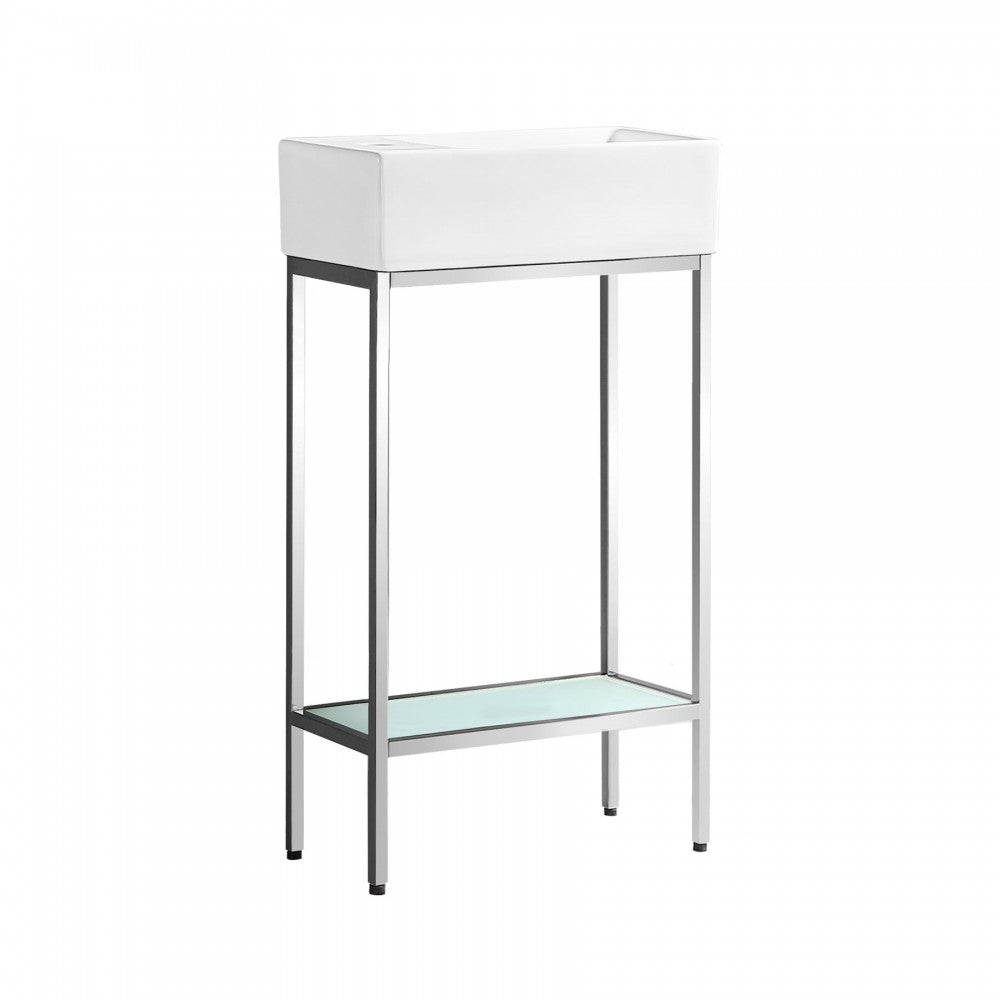 Pierre 19.5 Single, Freestanding, Open Shelf, Chrome Metal Frame Bathroom Vanity