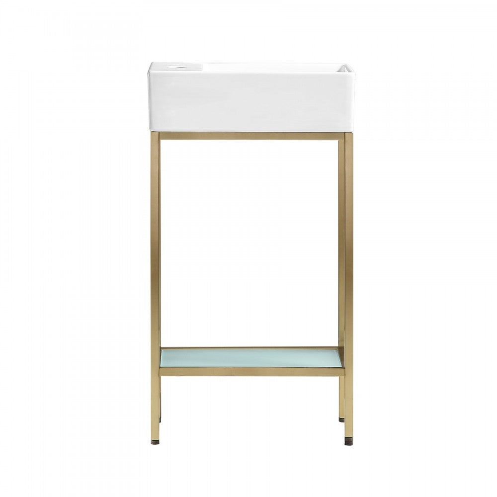 Pierre 19.5 Single, Freestanding, Open Shelf, Gold Metal Frame Bathroom Vanity