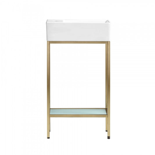 Pierre 19.5 Single, Freestanding, Open Shelf, Gold Metal Frame Bathroom Vanity