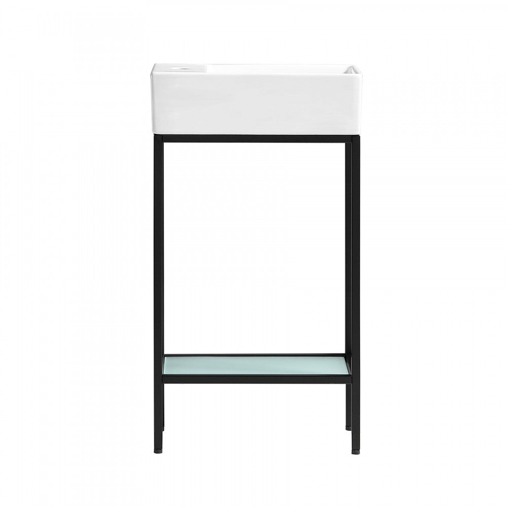 Pierre 19.5 Single, Freestanding, Open Shelf, Matte Black Frame Bathroom Vanity