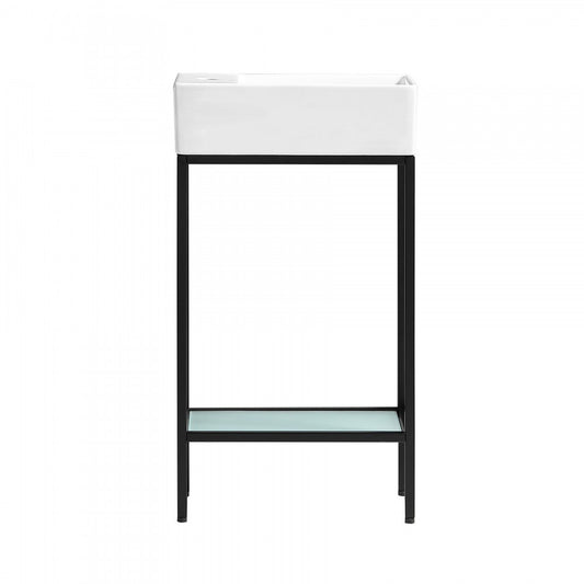 Pierre 19.5 Single, Freestanding, Open Shelf, Matte Black Frame Bathroom Vanity