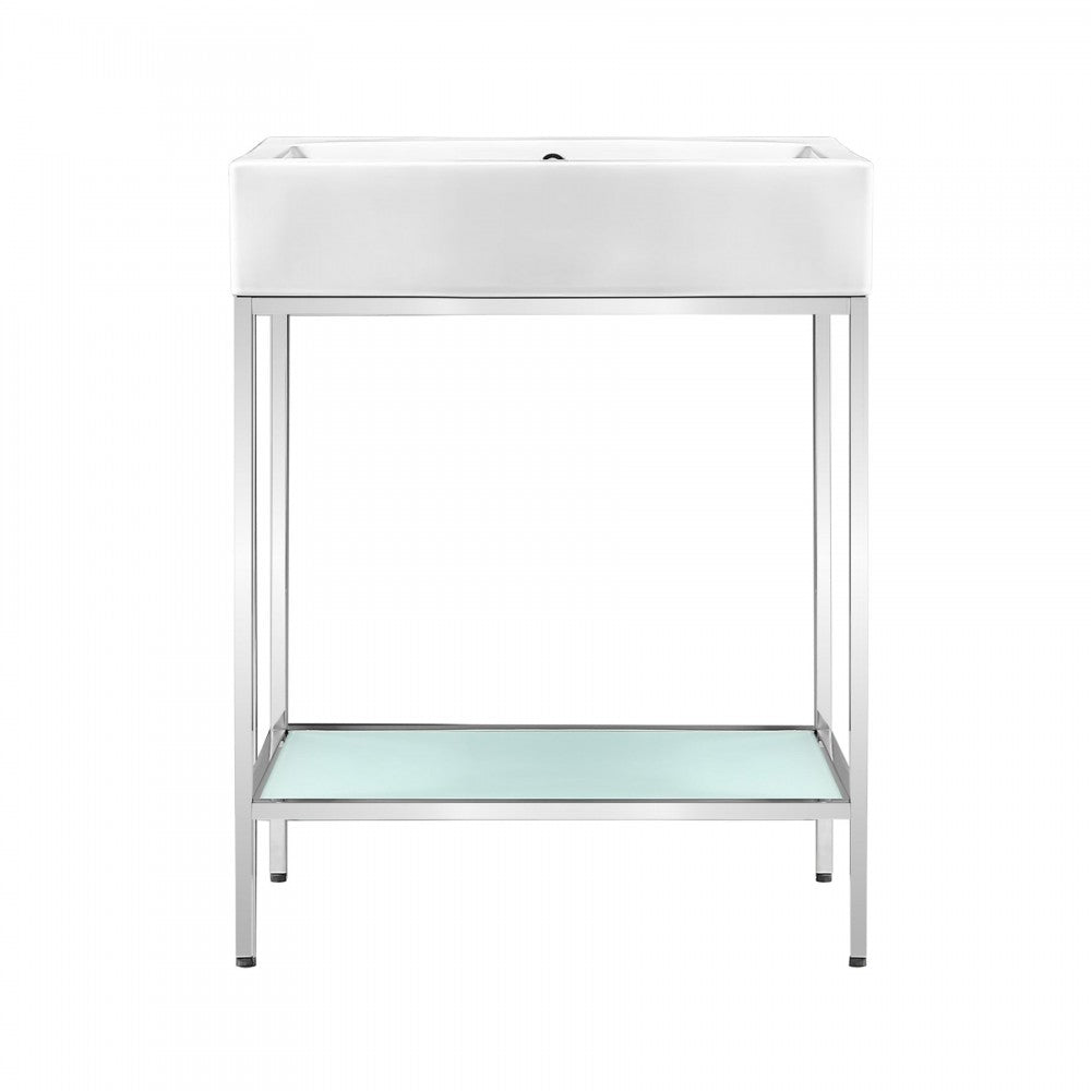 Pierre 24 Single, Freestanding, Open Shelf, Chrome Metal Frame Bathroom Vanity