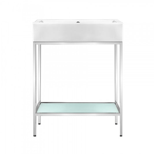 Pierre 24 Single, Freestanding, Open Shelf, Chrome Metal Frame Bathroom Vanity