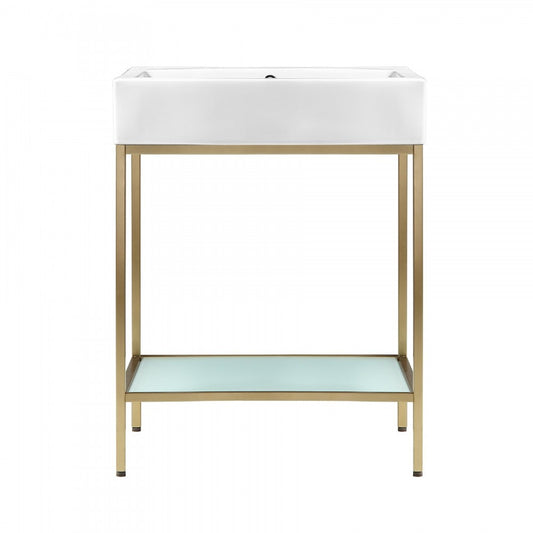 Pierre 24 Single, Freestanding, Open Shelf, Gold Metal Frame Bathroom Vanity