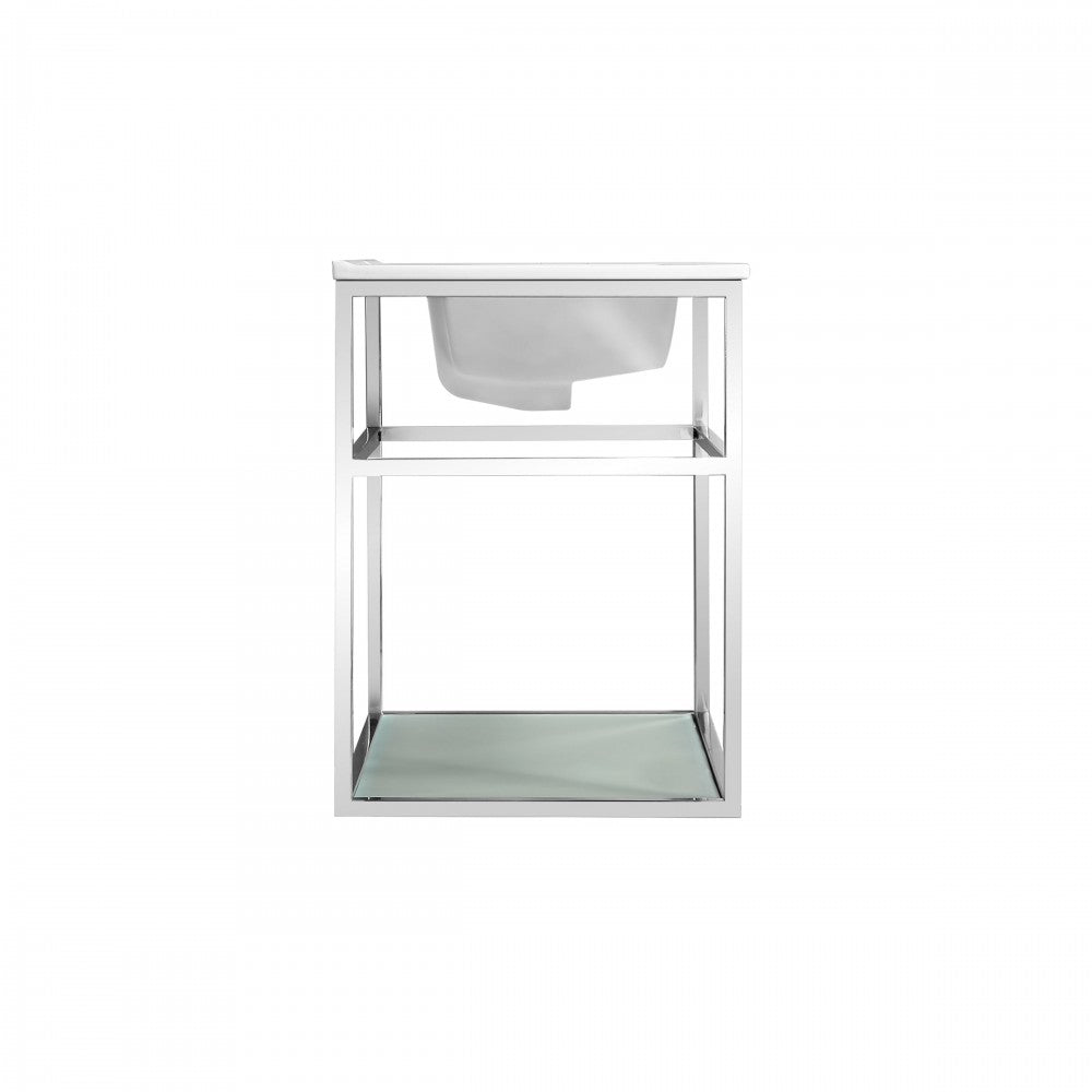 Pierre 30 Single, Open Shelf, Chrome Metal Frame Bathroom Vanity