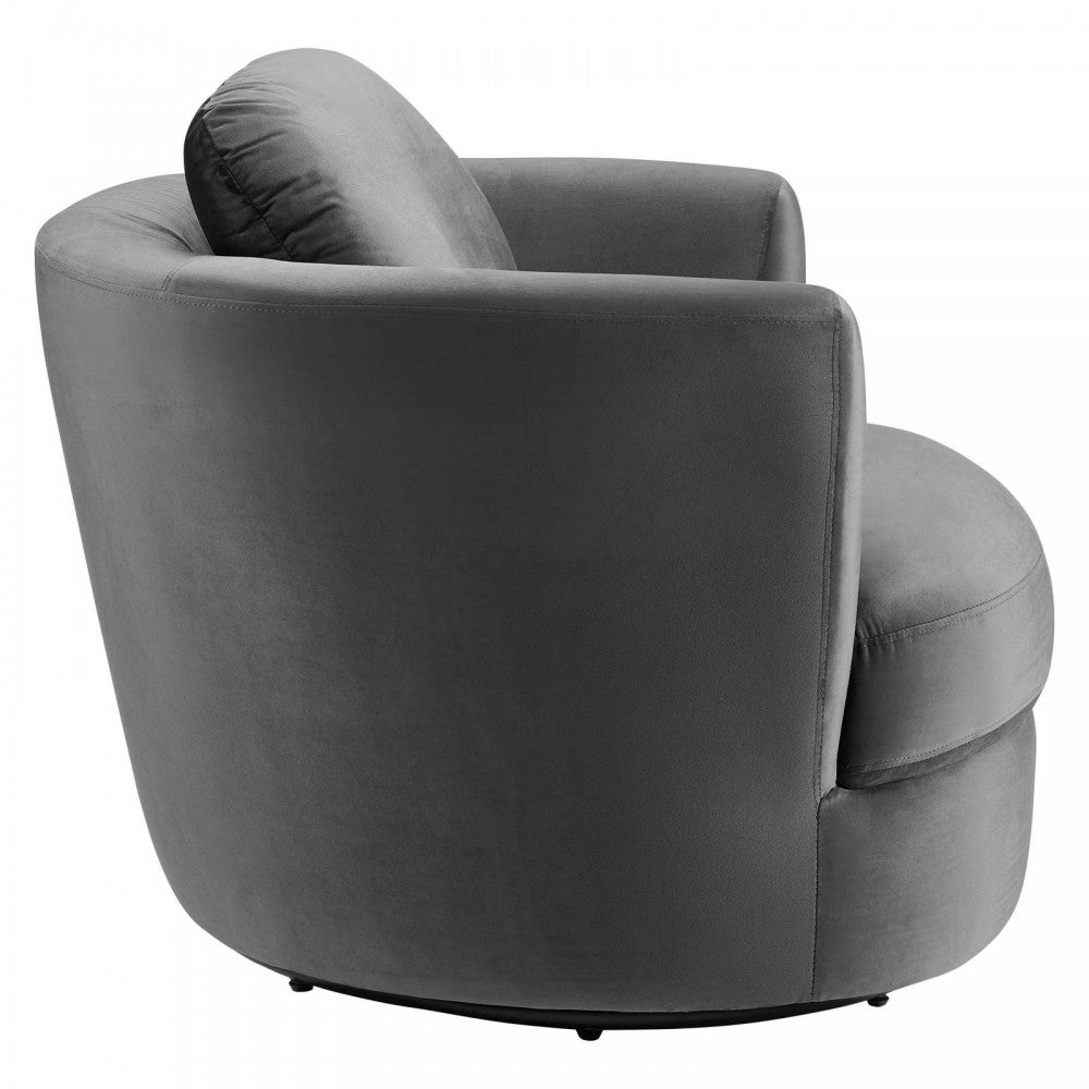 Pirouette Performance Velvet Swivel Armchair, Gray