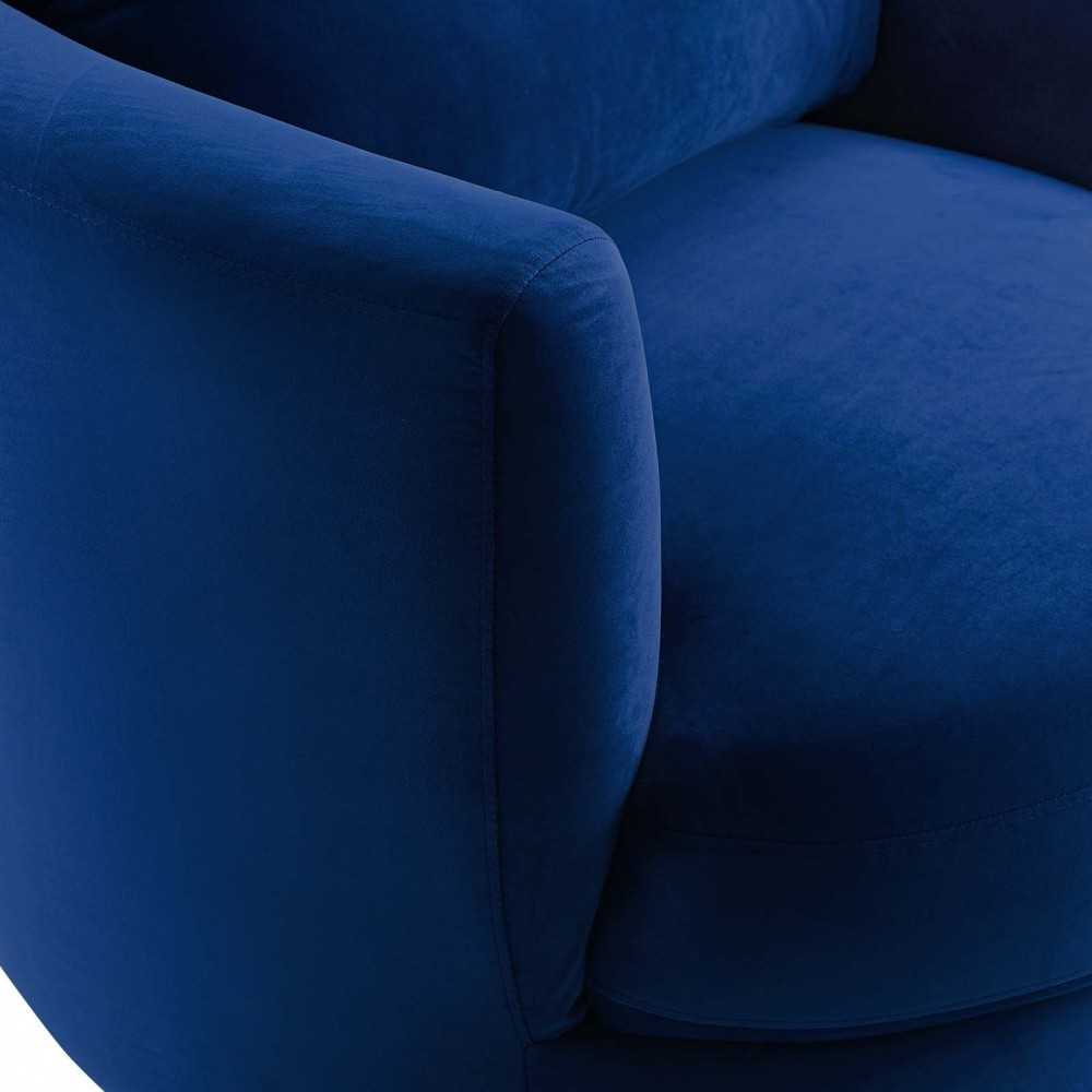 Pirouette Performance Velvet Swivel Armchair, Navy
