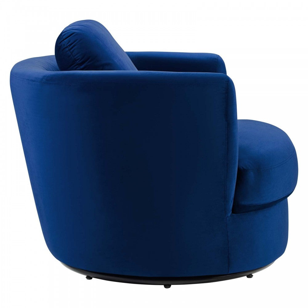 Pirouette Performance Velvet Swivel Armchair, Navy