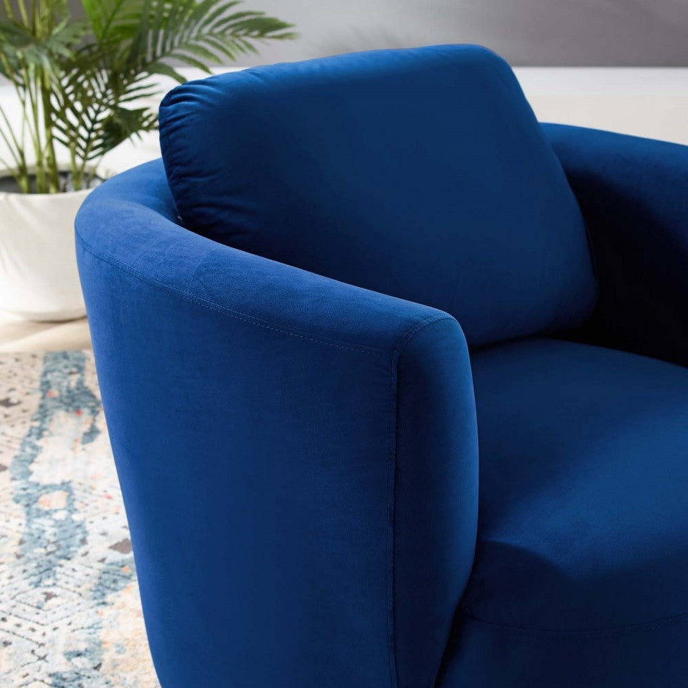 Pirouette Performance Velvet Swivel Armchair, Navy