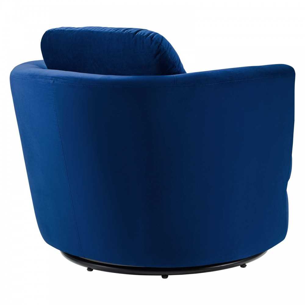 Pirouette Performance Velvet Swivel Armchair, Navy