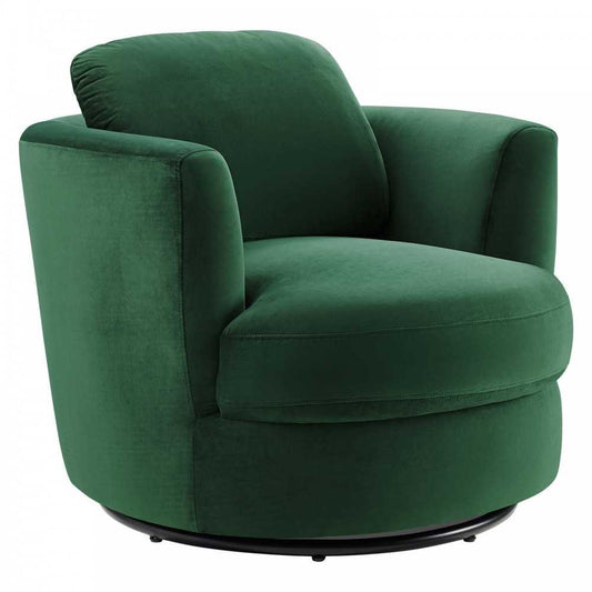 Pirouette Performance Velvet Swivel Armchair, Emerald