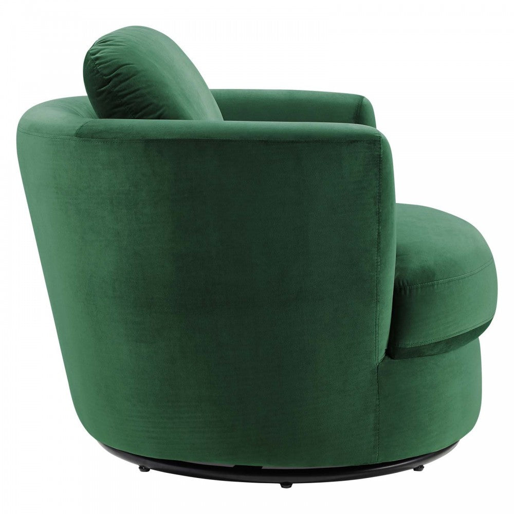 Pirouette Performance Velvet Swivel Armchair, Emerald