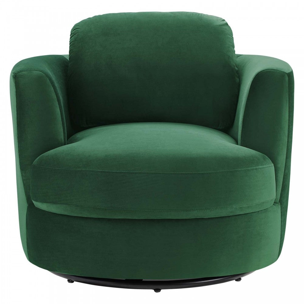 Pirouette Performance Velvet Swivel Armchair, Emerald