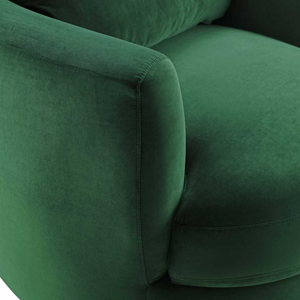 Pirouette Performance Velvet Swivel Armchair, Emerald